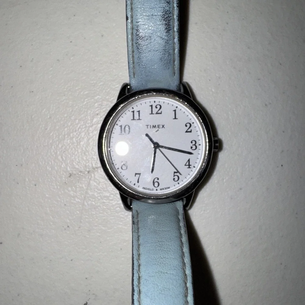 Timex Color Pop Watch Women 30mm Silver Tone Blue Easy Reader Indiglo New Batter